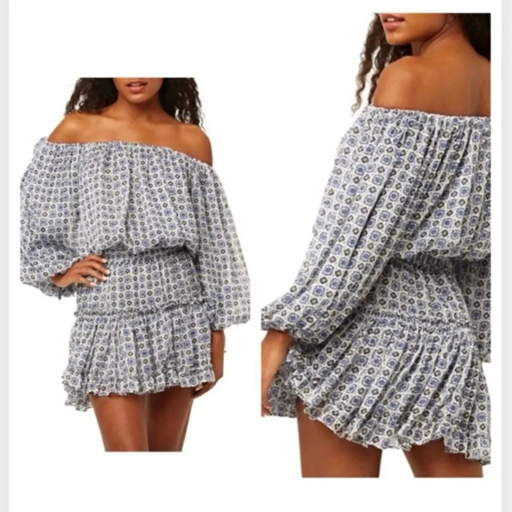 MISA LOS ANGELES Off-shoulder Zonia Mini Dress Blue Small $385